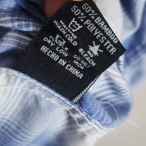 Dixxon Shirt Mens 3XL Blue White Plaid Paddle Out Bamboo Blend Short Sleeve - Picture 7 of 10